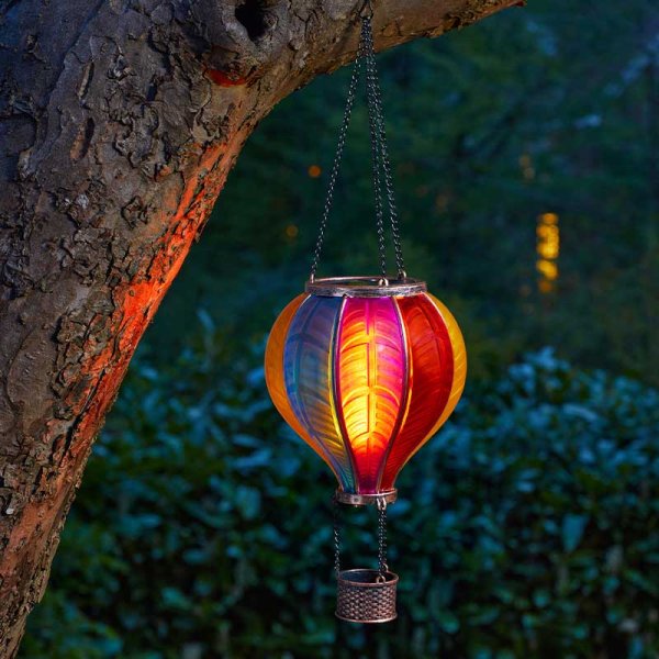 Rainbow Flaming Balloon Flickering Solar Flame LED Hanging Garden Decoration