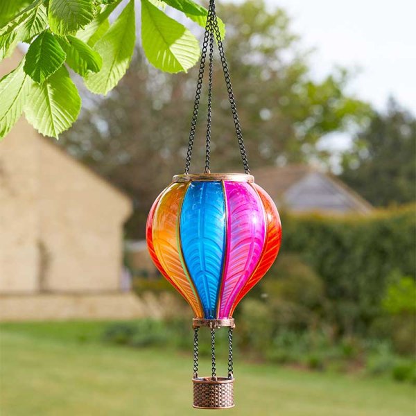 Rainbow Flaming Balloon Flickering Solar Flame LED Hanging Garden Decoration