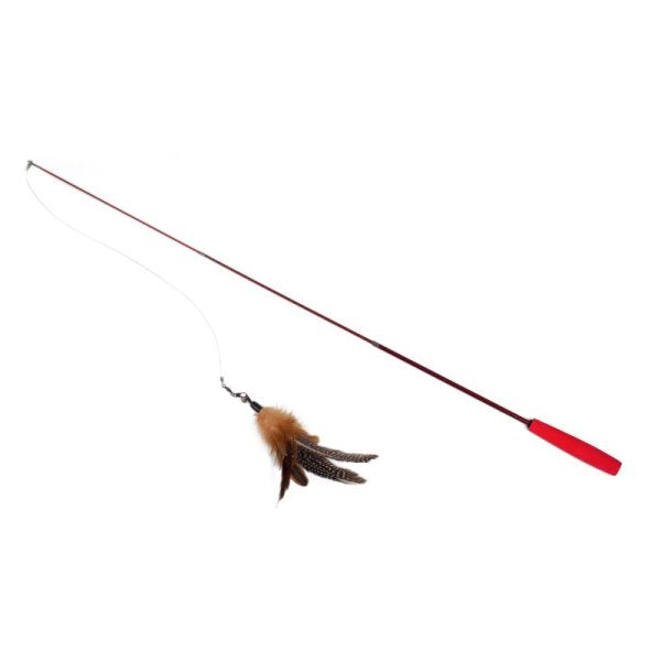 Cat Tickle Teaser Stick Telescopic Zoon Feather Toy Cats