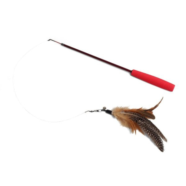 Cat Tickle Teaser Stick Telescopic Zoon Feather Toy Cats