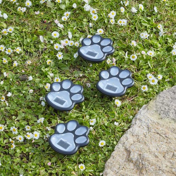 Solar Powered Pet Paw LED Garden Path Lights set of 4