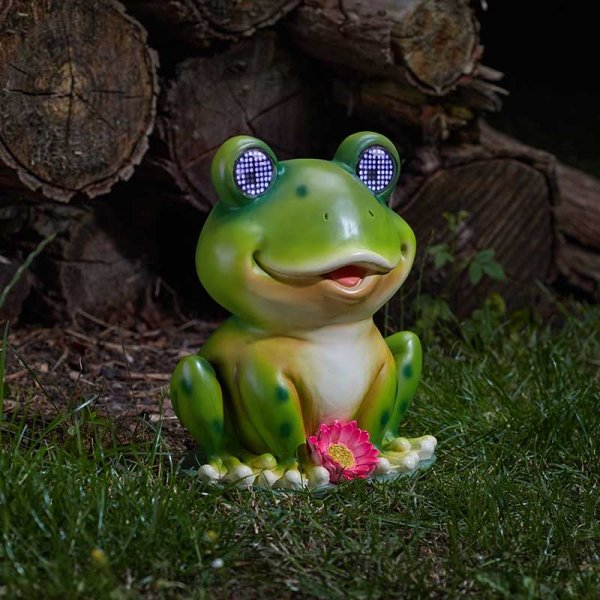 Blinkin' Frog Solar Powered LED Lawn Ornament with Blinking Eyes